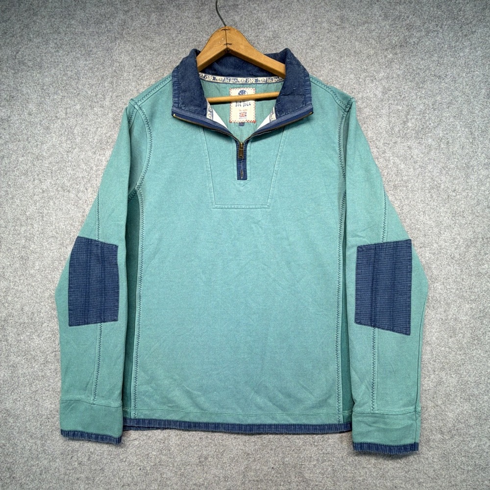 Fat Face The Airlie Sweatshirt Men's Large Teal 1/4 Zip Pullover